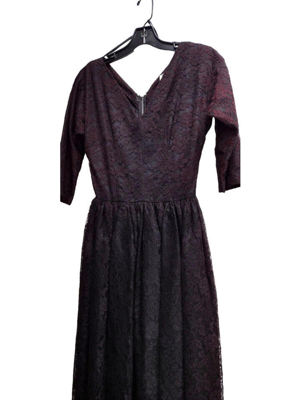 1960s Julie Miller Dress Black Lace ZOMBIE day of the dead DISCOLORED Petite XS - Picture 1 of 11